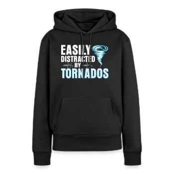 Facilement distrait par les tornades météo météo - Sweat à capuche Premium bio Femme - noir - Devant - Julia (174cm)