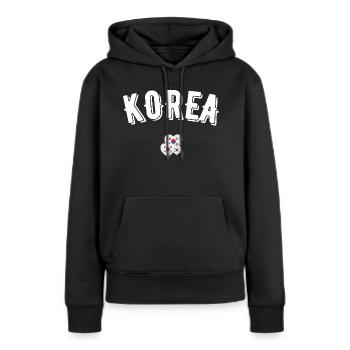 Korea - Frauen Premium Bio Hoodie - Schwarz - Vorne - Julia (174cm)