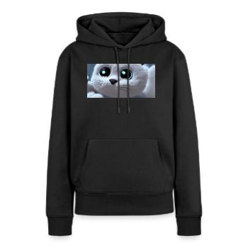 Le chat vous regarde - Sweat à capuche Premium bio Femme - noir - Devant - Julia (174cm)
