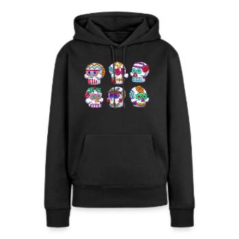 Crânes en sucre - Sweat à capuche Premium bio Femme - noir - Devant - Julia (174cm)