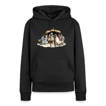 La crèche de la nativité - Sweat à capuche Premium bio Femme - noir - Devant - Julia (174cm)