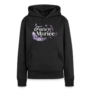 Lila geblümte Braut in spe - Frauen Premium Bio Hoodie - Schwarz - Vorne - Julia (174cm)