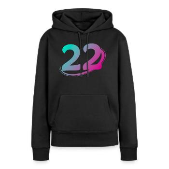 Nummer 22 mehrfarbig - Frauen Premium Bio Hoodie - Schwarz - Vorne - Julia (174cm)
