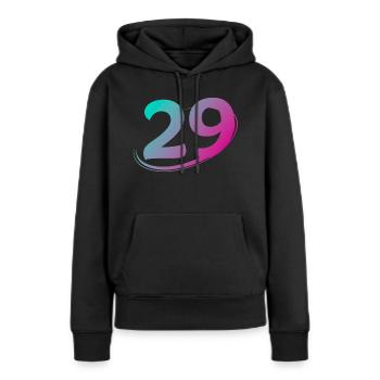 Nummer 29 mehrfarbig - Frauen Premium Bio Hoodie - Schwarz - Vorne - Julia (174cm)