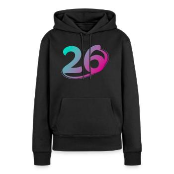 Nummer 26 mehrfarbig - Frauen Premium Bio Hoodie - Schwarz - Vorne - Julia (174cm)