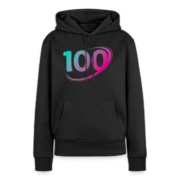 Nummer 100 Mehrfarbig - Frauen Premium Bio Hoodie - Schwarz - Vorne - Julia (174cm)