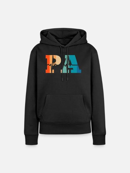 Herzschlag Retro Arzthelferin - Frauen Premium Bio Hoodie - Schwarz