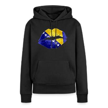 Kiss (Bosnie / Bosnie) - Sweat à capuche Premium bio Femme - noir - Devant - Julia (174cm)