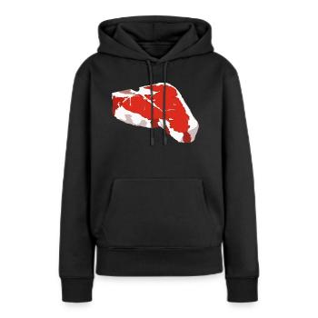Steak - Frauen Premium Bio Hoodie - Schwarz - Vorne - Julia (174cm)