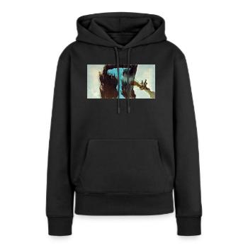 I Ching (Kun - La détresse) - Sweat à capuche Premium bio Femme - noir - Devant - Julia (174cm)