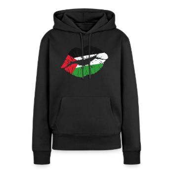Kiss (Palestine / Palestine) - Sweat à capuche Premium bio Femme - noir - Devant - Julia (174cm)