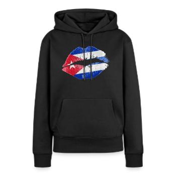 Kiss (Cuba / Cuba) - Sweat à capuche Premium bio Femme - noir - Devant - Julia (174cm)