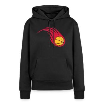 boule de feu de basket-ball - Sweat à capuche Premium bio Femme - noir - Devant - Julia (174cm)