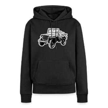 Willys Jeep - Sweat à capuche Premium bio Femme - noir - Devant - Julia (174cm)