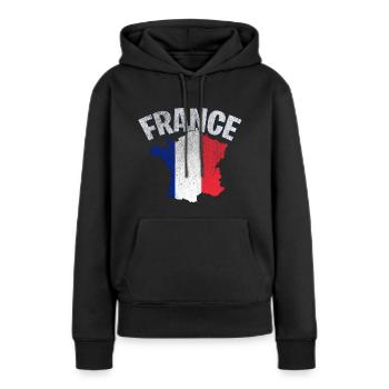 France France Drapeau - Sweat à capuche Premium bio Femme - noir - Devant - Julia (174cm)