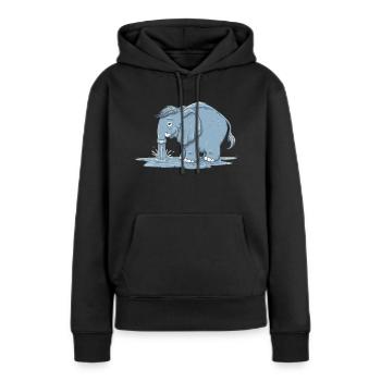 Pipo - Frauen Premium Bio Hoodie - Schwarz - Vorne - Julia (174cm)