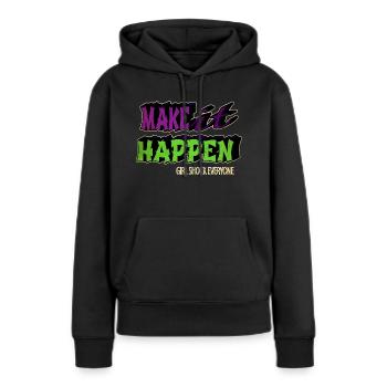 BlackHistory Dictons antiracistes Dictons drôles - Sweat à capuche Premium bio Femme - noir - Devant - Julia (174cm)
