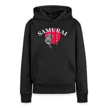 Samouraï - Sweat à capuche Premium bio Femme - noir - Devant - Julia (174cm)