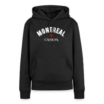 montreal canada - Sweat à capuche Premium bio Femme - noir - Devant - Julia (174cm)