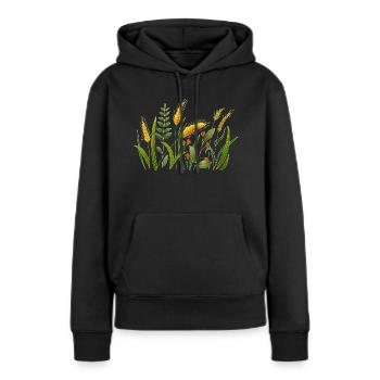 Wiese - Frauen Premium Bio Hoodie - Schwarz - Vorne - Julia (174cm)