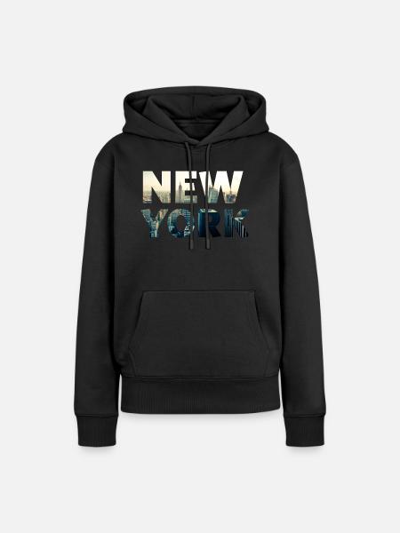 new york - Frauen Premium Bio Hoodie - Schwarz