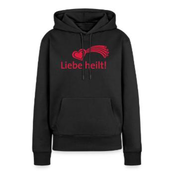 Étoiles coeur tomber, énonciations Love Quotes - Sweat à capuche Premium bio Femme - noir - Devant - Julia (174cm)