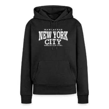 New York City Manhattan white (oldstyle) - Frauen Premium Bio Hoodie - Schwarz - Vorne - Julia (174cm)