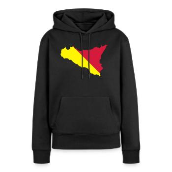 Sicile - Sweat à capuche Premium bio Femme - noir - Devant - Julia (174cm)