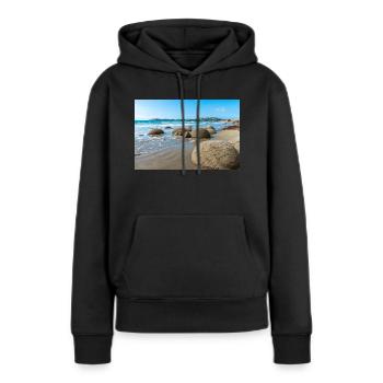 spherical Rocks Moeraki Boulders New Zealand Otago - Frauen Premium Bio Hoodie - Schwarz - Vorne - Julia (174cm)