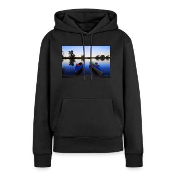 Faltboote - Frauen Premium Bio Hoodie - Schwarz - Vorne - Julia (174cm)