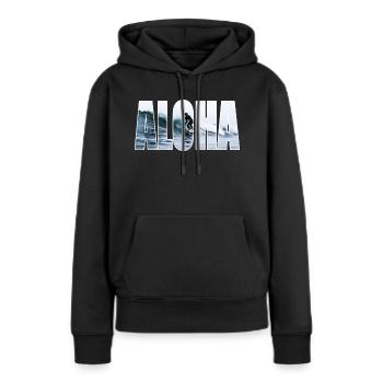 ALOHA - Sweat à capuche Premium bio Femme - noir - Devant - Julia (174cm)