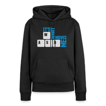c’est ce qui m’émeut - Sweat à capuche Premium bio Femme - noir - Devant - Julia (174cm)
