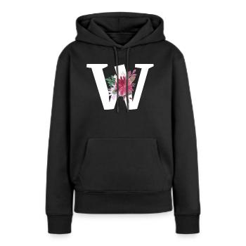 Brief mit Blumen - Frauen Premium Bio Hoodie - Schwarz - Vorne - Julia (174cm)