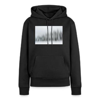 Une rangée de conifères enneigés dans un paysage hivernal en m - Sweat à capuche Premium bio Femme - noir - Devant - Julia (174cm)
