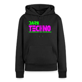 Techno sombre - Sweat à capuche Premium bio Femme - noir - Devant - Julia (174cm)