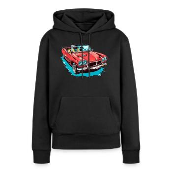 Cabriolet rouge - Sweat à capuche Premium bio Femme - noir - Devant - Julia (174cm)