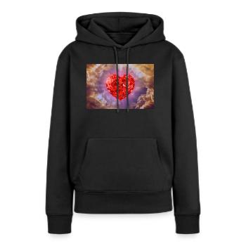 Gottes Herz. - Frauen Premium Bio Hoodie - Schwarz - Vorne - Julia (174cm)