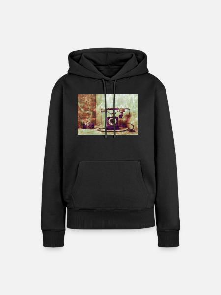 Telefon mit Kamera - Frauen Premium Bio Hoodie - Schwarz