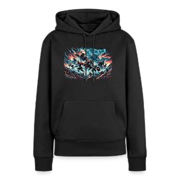Bataille des dieux vikings pour Midgard - Sweat à capuche Premium bio Femme - noir - Devant - Julia (174cm)
