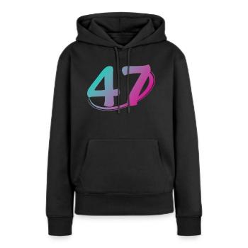 Nummer 47 mehrfarbig - Frauen Premium Bio Hoodie - Schwarz - Vorne - Julia (174cm)