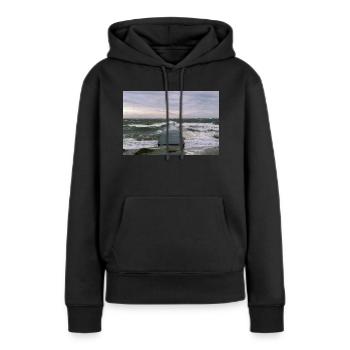 Tempête - Sweat à capuche Premium bio Femme - noir - Devant - Julia (174cm)