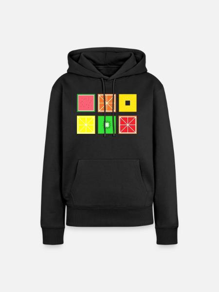 DIGITAL FRUITS - Pixel Frucht - Frauen Premium Bio Hoodie - Schwarz