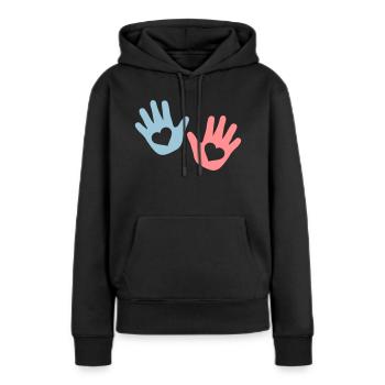 Mains - Sweat à capuche Premium bio Femme - noir - Devant - Julia (174cm)