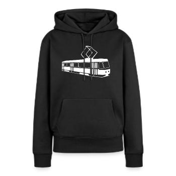 Straßenbahn Geschenk - Frauen Premium Bio Hoodie - Schwarz - Vorne - Julia (174cm)