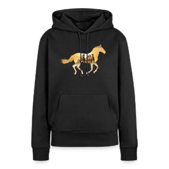 Cheval au crépuscule - Sweat à capuche Premium bio Femme - noir - Devant - Julia (174cm)