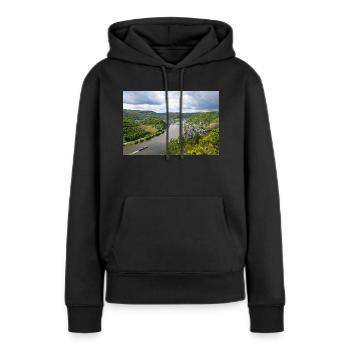 Moselle, Vin, Vignoble, Reil, Panorama - Sweat à capuche Premium bio Femme - noir - Devant - Julia (174cm)