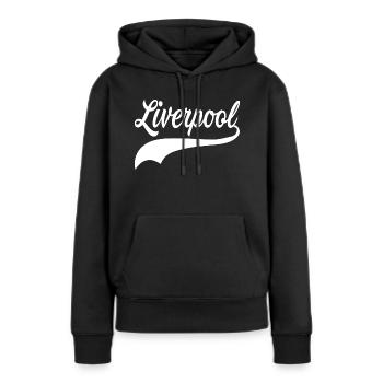 liverpool swoosh - Sweat à capuche Premium bio Femme - noir - Devant - Julia (174cm)