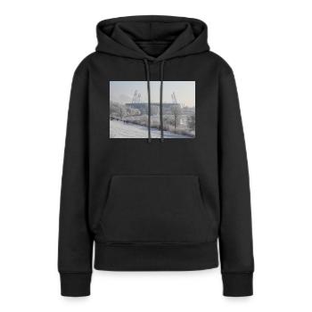Weserstadion - Frauen Premium Bio Hoodie - Schwarz - Vorne - Julia (174cm)