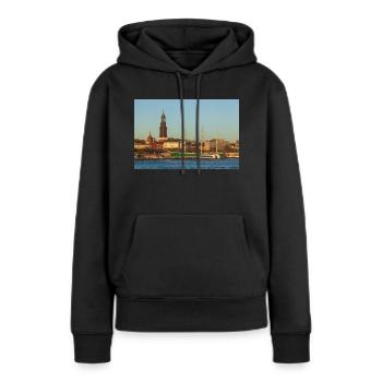 Elbe - Frauen Premium Bio Hoodie - Schwarz - Vorne - Julia (174cm)