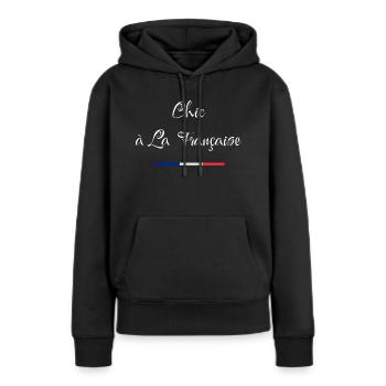 Chic à la française - Sweat à capuche Premium bio Femme - noir - Devant - Julia (174cm)